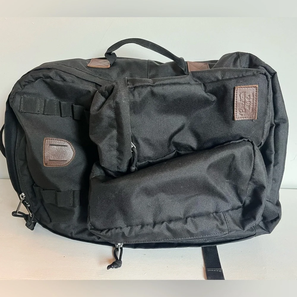 Brixton Canvas Tactical Black and Tan Backpack Full Sized Adjustable Briefcase